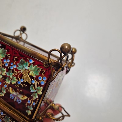Lot 51 - An enamelled glass casket