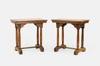Lot 206 - A pair of Renaissance-style oak and walnut side tables