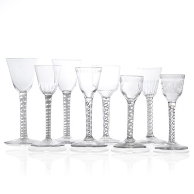 Lot 9 - A collection of eight opaque twist wine glasses