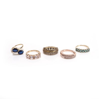 Lot 241 - A group of 9ct gold gemstone set rings