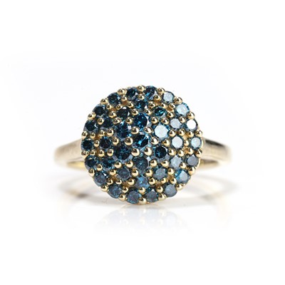 Lot 64 - A 9ct gold enhanced blue diamond cluster ring