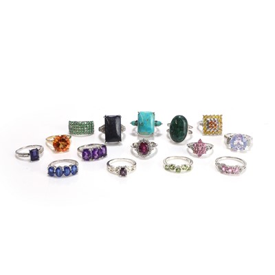 Lot 323 - A group of silver gemstone set rings
