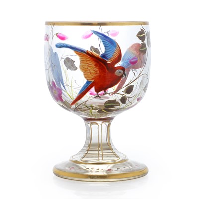 Lot 50 - An enamelled and gilt glass goblet