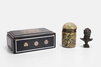 Lot 533 - An Art Deco ebonised and silver-plated cigarette box
