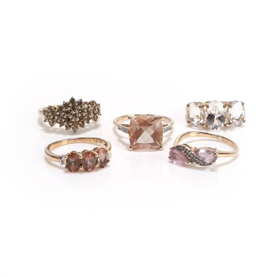 Lot 247 - A group of 9ct gold gemstone rings