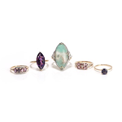 Lot 248 - A group of 9ct gold gemstone set rings