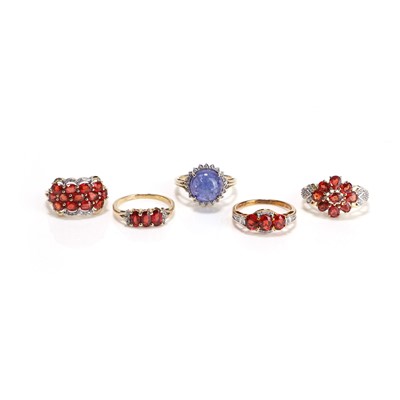 Lot 249 - A group of 9ct gold gemstone set rings