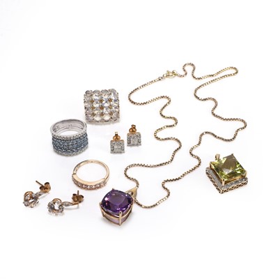 Lot 268 - A collection of gemstone set 9ct gold jewellery