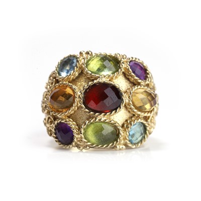 Lot 102 - A 9ct gold multi-gemstone dress ring