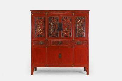 Lot 531 - A red and gilt-lacquer wedding cabinet
