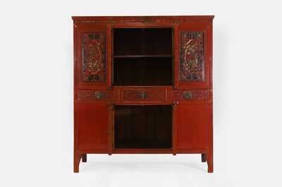 Lot 531 - A red and gilt-lacquer wedding cabinet