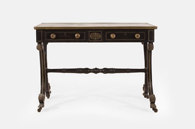 Lot 534 - A Regency ebonised and parcel-gilt writing table