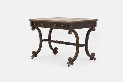 Lot 534 - A Regency ebonised and parcel-gilt writing table