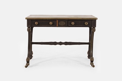 Lot 534 - A Regency ebonised and parcel-gilt writing table