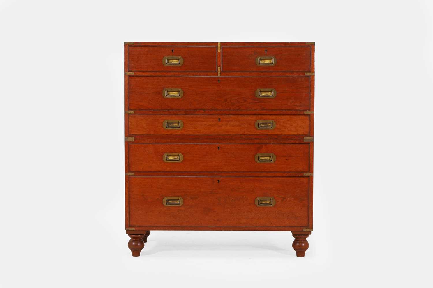 Lot 525 - A Victorian teak and brass-bound campaign chest