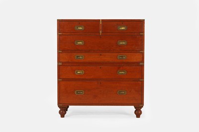 Lot 525 - A Victorian teak and brass-bound campaign chest