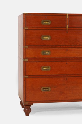 Lot 525 - A Victorian teak and brass-bound campaign chest