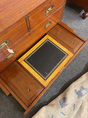 Lot 525 - A Victorian teak and brass-bound campaign chest