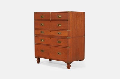 Lot 525 - A Victorian teak and brass-bound campaign chest