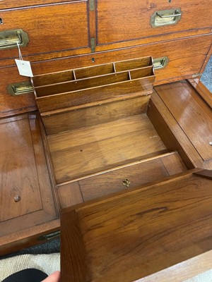 Lot 525 - A Victorian teak and brass-bound campaign chest