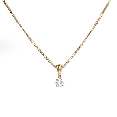 Lot 99 - An 18ct gold diamond solitaire pendant on chain