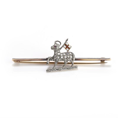 Lot 26 - A diamond and enamel regimental sweetheart brooch