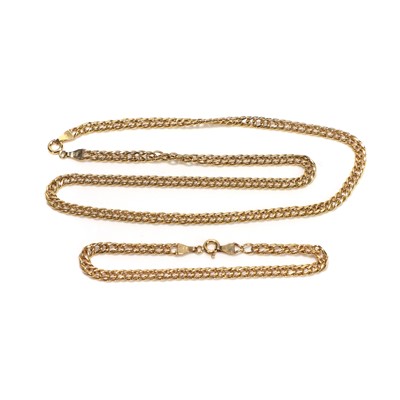 Lot 343 - A 9ct gold curb link chain and bracelet set