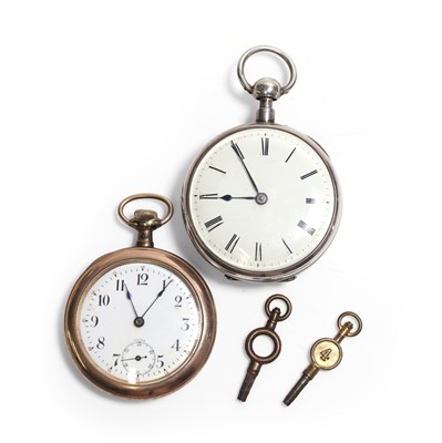 Lot 412 - A silver open faced repeater pocket watch and a rolled gold open faced pocket watch