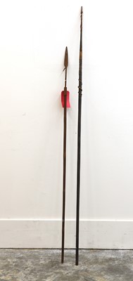 Lot 382 - Two African tribal spears