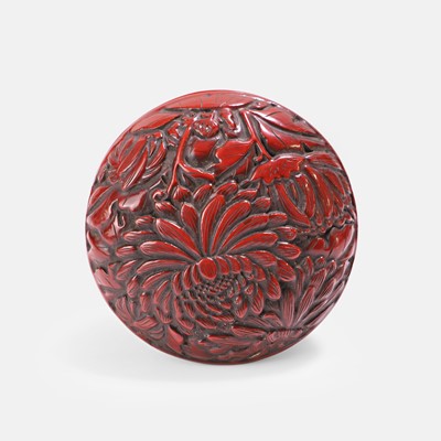 Lot 172 - A Chinese cinnabar lacquer box and cover