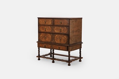 Lot 629 - A William and Mary walnut and seaweed marquetry chest-on-stand