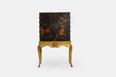 Lot 469 - A black and gilt-japanned cabinet-on-stand