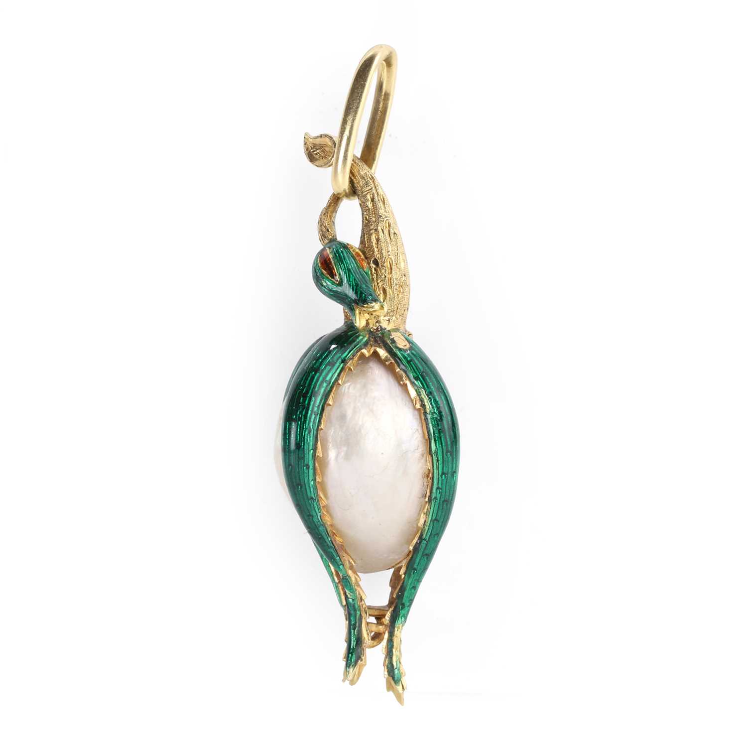 Lot 58 - A mother-of-pearl and enamel locket pendant