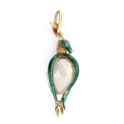 Lot 58 - A mother-of-pearl and enamel locket pendant