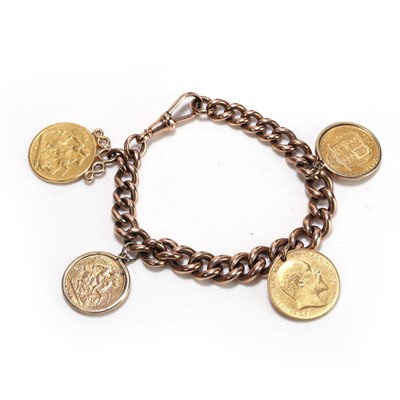 Lot 361 - A 9ct gold curb link coin bracelet