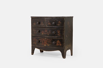Lot 486 - A Regency black and gilt-japanned chest of drawers