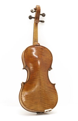 Lot 351 - A cased maple wood violin