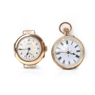 Lot 411 - A 9ct gold J.W. Benson mechanical watch head and an open faced fob watch