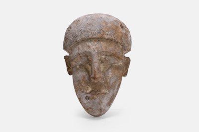 Lot 414 - An Ancient Egyptian carved cedar sarcophagus mask