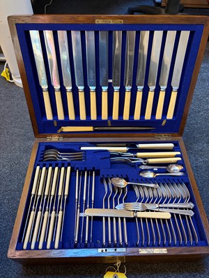 Lot 10 - A silver plated twelve place canteen