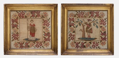 Lot 188 - A pair of needlework panels