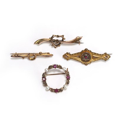 Lot 208 - A group of three bar brooches and one brooch