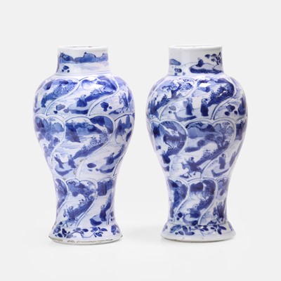 Lot 43 - A pair of Chinese blue and white vases