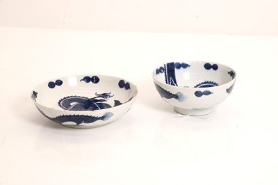 Lot 139 - Two Bow porcelain blue and white bowls