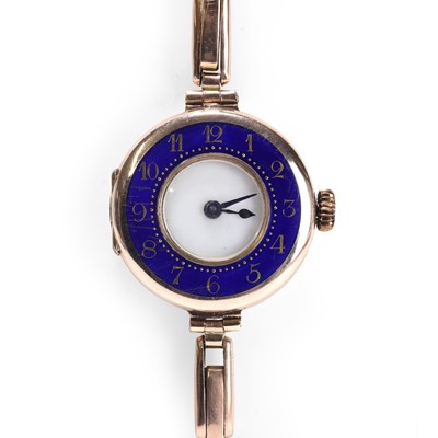 Lot 419 - A 9ct gold half hunter bracelet watch