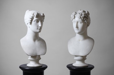 Lot 482 - Two Regency white marble portrait busts