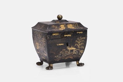 Lot 551 - A Regency japanned or toleware tea caddy