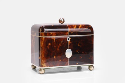 Lot 541 - A large Regency tortoiseshell tea caddy