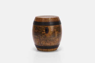Lot 550 - A fruitwood barrel tea caddy