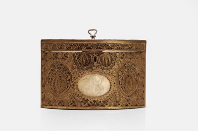 Lot 548 - A George III paper scroll tea caddy